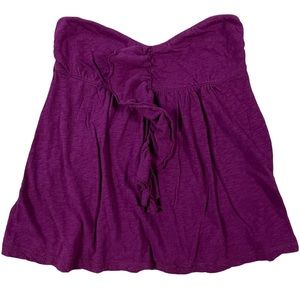 4/$32 Color Story medium purple/fuchsia strapless top with ruffles down center